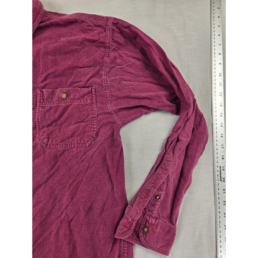 Eddie Bauer Bainbridge Flannel Shirt Mens Large Burgundy Purple Cotton Button Up